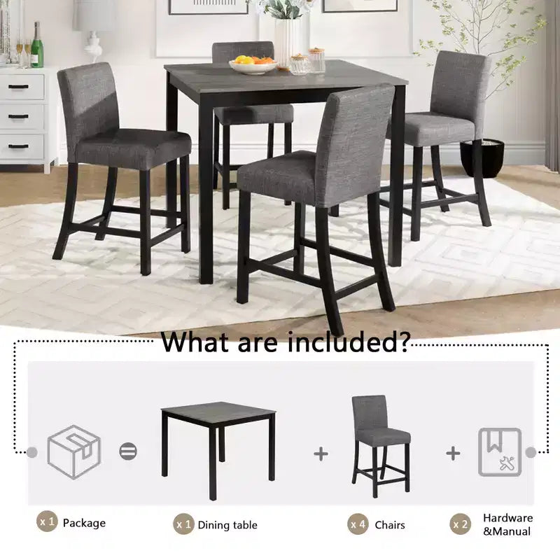 Set tavolo altezza bancone 5 pezzi Sumyeg con 4 sedie per cucina o sala da pranzo