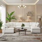 Divano letto modulare Polibi a 6 pezzi in ciniglia Cloud con pouf