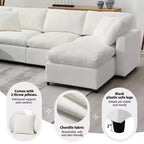 Divano letto modulare Polibi a 6 pezzi in ciniglia Cloud con pouf
