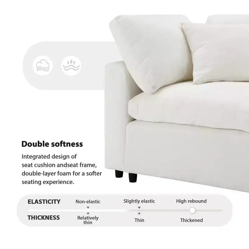 Divano letto modulare Polibi a 6 pezzi in ciniglia Cloud con pouf