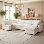 Polibi 6-Piece Modular Chenille Cloud Sofa Bed with Ottoman