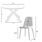 Olive+Oslo Set da pranzo 5 pezzi per 4 persone, Tavolo da pranzo rotondo in vetro con 4 sedie da pranzo imbottite Gambe color noce-Panipeachy