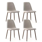 Olive+Oslo Set da pranzo 5 pezzi per 4 persone, Tavolo da pranzo rotondo in vetro con 4 sedie da pranzo imbottite Gambe color noce-Panipeachy