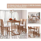 Set da Pranzo a Altezza Bancone da 5 Pezzi per 4 Persone, Set Tavolo da Bar in Legno Stile Rustico con 4 Sedie Imbottite per Spazi Ristretti