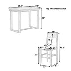 Set da Pranzo a Altezza Bancone da 5 Pezzi per 4 Persone, Set Tavolo da Bar in Legno Stile Rustico con 4 Sedie Imbottite per Spazi Ristretti
