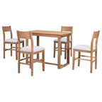 Set da Pranzo a Altezza Bancone da 5 Pezzi per 4 Persone, Set Tavolo da Bar in Legno Stile Rustico con 4 Sedie Imbottite per Spazi Ristretti
