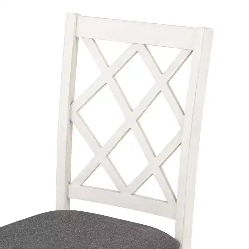 Set da pranzo 5 pezzi per 4 persone in stile rustico, tavolo da cucina rotondo in legno con 4 sedie imbottite