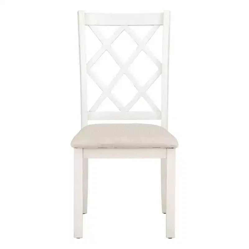 Set da pranzo 5 pezzi per 4 persone in stile rustico, tavolo da cucina rotondo in legno con 4 sedie imbottite