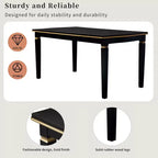 Set da Tavolo da Pranzo da Cucina Retrò da 6 Pezzi, Tavolo Rettangolare e 4 Sedie Trapuntate con Schienale Alto e Panca, Set Tavolo da Sala da Pranzo in Legno per 6