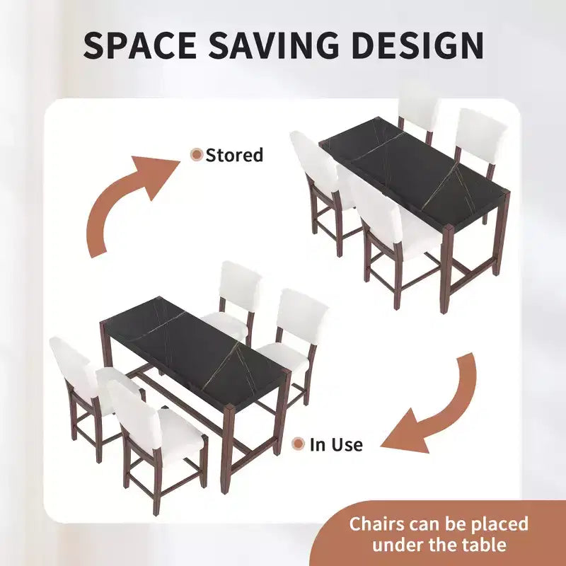 Set da pranzo per 4 persone con tavolo ad altezza bancone in marmo, set da 5 pezzi con tavolo da bar e 4 sedie imbottite per sala da pranzo, pub, cucina, piccoli spazi