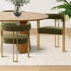 Set Tavolo da Pranzo Estensibile 47-83 per 6 Persone, Tavolo Color Legno Naturale e 6 Sedie da Pranzo Imbottite in Ciniglia con Gambe in Metallo-Panipeachy