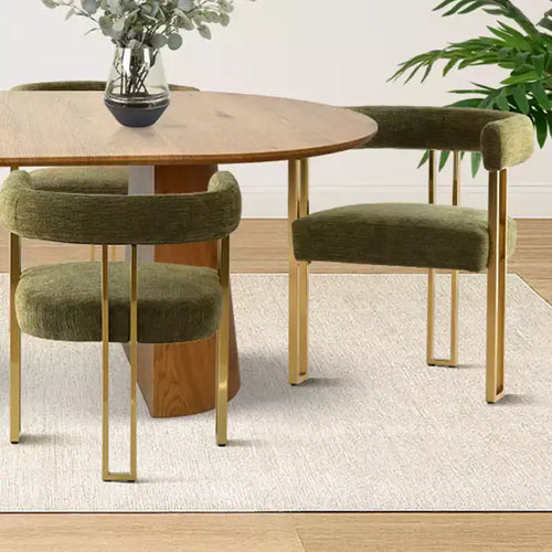 47-83 ausziehbares Esszimmer-Set für 6 Personen, Tisch in Naturholzoptik und 6 gepolsterte Chenille-Esszimmerstühle mit Metallbeinen-Panipeachy