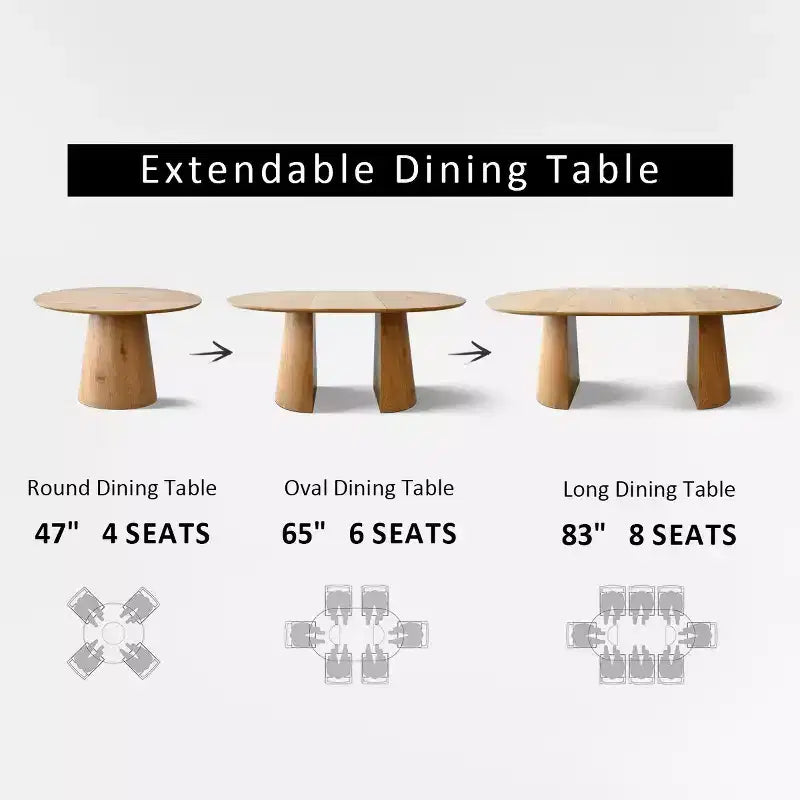 Set Tavolo da Pranzo Estensibile 47-83 per 6 Persone, Tavolo Color Legno Naturale e 6 Sedie da Pranzo Imbottite in Ciniglia con Gambe in Metallo-Panipeachy
