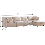 Divano sezionale moderno in boucle a 5 posti con pouf Christopher Knight Home Floria 126''