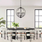 Set da Pranzo Espandibile da Rotondo a Ovale con 8 Sedie in Velluto, Set da Pranzo con Base 3-in-1, da 4 a 8 Posti, Set da Sala da Pranzo Moderno - Panipeachy