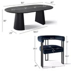 Set da Pranzo Espandibile da Rotondo a Ovale con 8 Sedie in Velluto, Set da Pranzo con Base 3-in-1, da 4 a 8 Posti, Set da Sala da Pranzo Moderno - Panipeachy