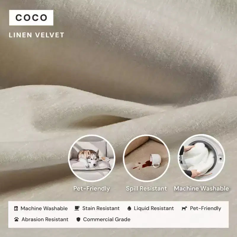 Divano angolare componibile a 5 posti Anabei lavabile + pouf | Seduta Memorix+ e cuscino Contour