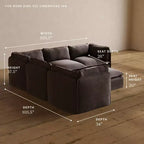 Divano angolare componibile a 5 posti Anabei lavabile + pouf | Seduta Memorix+ e cuscino Contour