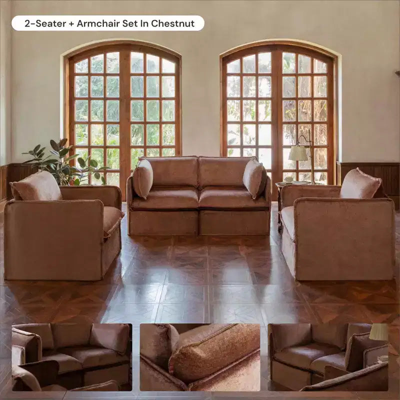 Anabei Divano Modulare Angolare a 4 Posti Lavabile + Pouf | Seduta Deluxe+ e Cuscino Cloud