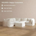 Anabei Divano Modulare Angolare a 4 Posti Lavabile + Pouf | Seduta Deluxe+ e Cuscino Cloud