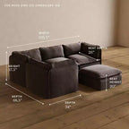 Anabei Divano Modulare Angolare a 4 Posti Lavabile + Pouf | Seduta Deluxe+ e Cuscino Cloud
