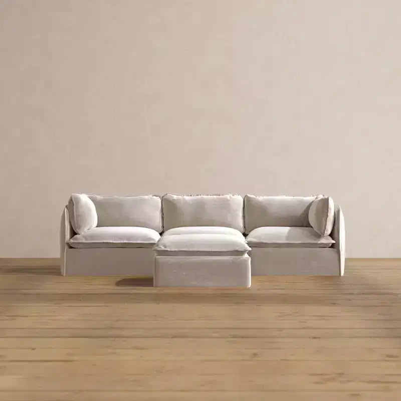 Divano componibile lavabile Anabei per 3 persone + pouf | Seduta Memorix+ e cuscino sagomato