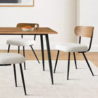 Set da Pranzo 5 Pezzi con Sedie Imbottite in Bouclé, Tavolo Compatto Effetto Legno da 119 cm e 4 Comode Sedie da Pranzo Moderne - Panipeachy