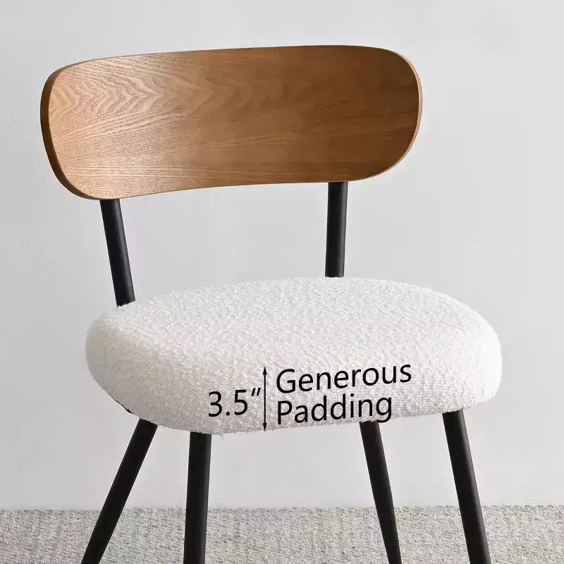 Set da Pranzo 5 Pezzi con Sedie Imbottite in Bouclé, Tavolo Compatto Effetto Legno da 119 cm e 4 Comode Sedie da Pranzo Moderne - Panipeachy