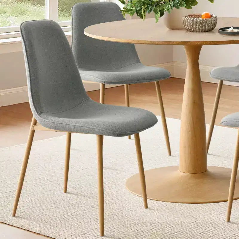 Set da pranzo rotondo da 5 pezzi, tavolo a piedistallo effetto legno da 39,5 pollici e sedie curve imbottite, ideale per angoli cucina - Panipeachy