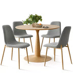 Set da pranzo rotondo da 5 pezzi, tavolo a piedistallo effetto legno da 39,5 pollici e sedie curve imbottite, ideale per angoli cucina - Panipeachy