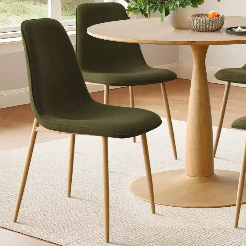 Set da pranzo rotondo da 5 pezzi, tavolo a piedistallo effetto legno da 39,5 pollici e sedie curve imbottite, ideale per angoli cucina - Panipeachy