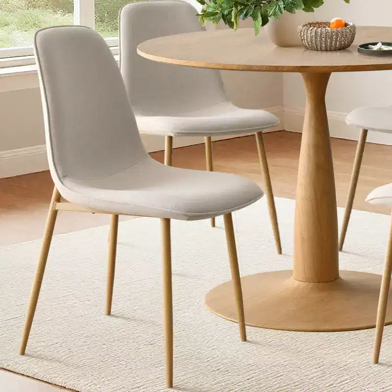 Set da pranzo rotondo da 5 pezzi, tavolo a piedistallo effetto legno da 39,5 pollici e sedie curve imbottite, ideale per angoli cucina - Panipeachy
