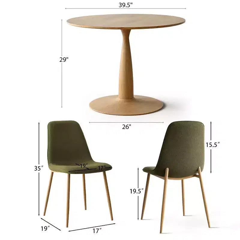 Set da pranzo rotondo da 5 pezzi, tavolo a piedistallo effetto legno da 39,5 pollici e sedie curve imbottite, ideale per angoli cucina - Panipeachy