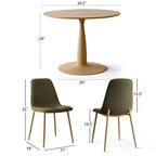 Set da pranzo rotondo da 5 pezzi, tavolo a piedistallo effetto legno da 39,5 pollici e sedie curve imbottite, ideale per angoli cucina - Panipeachy