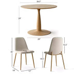 Set da pranzo rotondo da 5 pezzi, tavolo a piedistallo effetto legno da 39,5 pollici e sedie curve imbottite, ideale per angoli cucina - Panipeachy