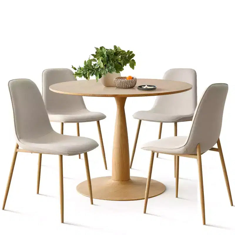 Set da pranzo rotondo da 5 pezzi, tavolo a piedistallo effetto legno da 39,5 pollici e sedie curve imbottite, ideale per angoli cucina - Panipeachy