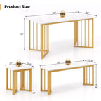 Costway Set da Pranzo 4 Pezzi con Tavolo da Cucina, Panca e 2 Sgabelli con Gambe in Metallo a Forma di Ala