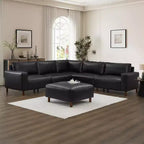 Divano componibile moderno a 5 posti GDFStudio Darcy 104 in similpelle con poggiapiedi