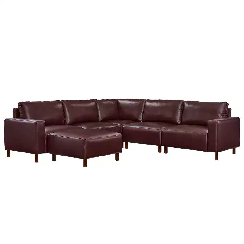 Divano componibile moderno a 5 posti GDFStudio Darcy 104 in similpelle con poggiapiedi