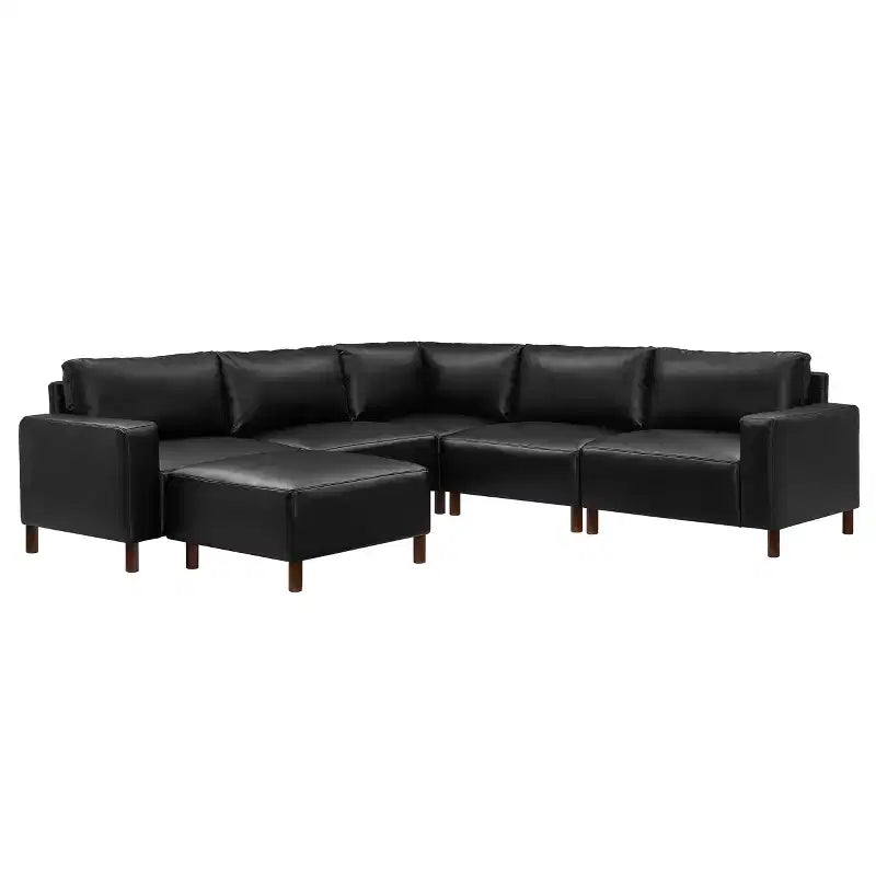 Divano componibile moderno a 5 posti GDFStudio Darcy 104 in similpelle con poggiapiedi