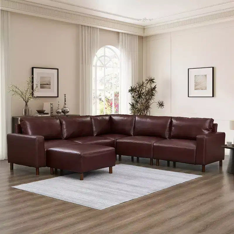 GDFStudio Darcy 104 modernes 5-Sitzer-Ecksofa mit Kunstlederbezug und Ottoman