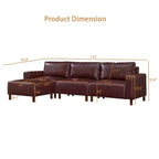 Divano componibile a 3 posti GDFStudio Arvin 112 in finta pelle con pouf