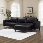 Divano componibile a 3 posti GDFStudio Arvin 112 in finta pelle con pouf