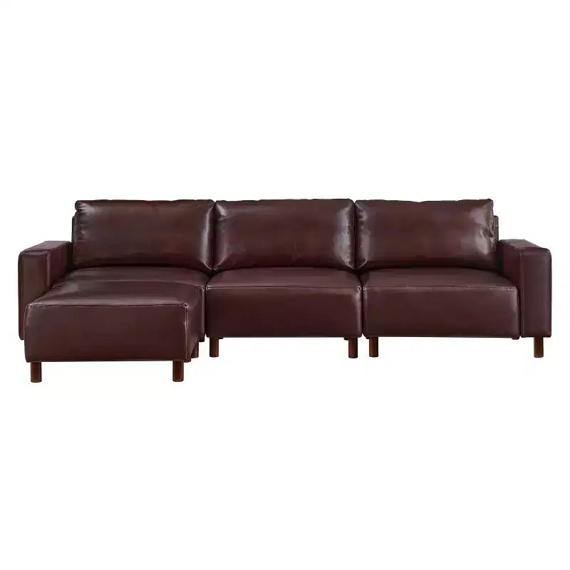 Divano componibile a 3 posti GDFStudio Arvin 112 in finta pelle con pouf
