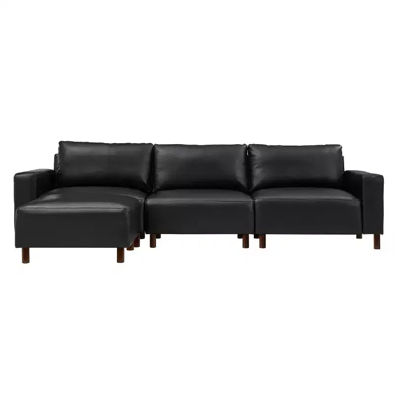Divano componibile a 3 posti GDFStudio Arvin 112 in finta pelle con pouf