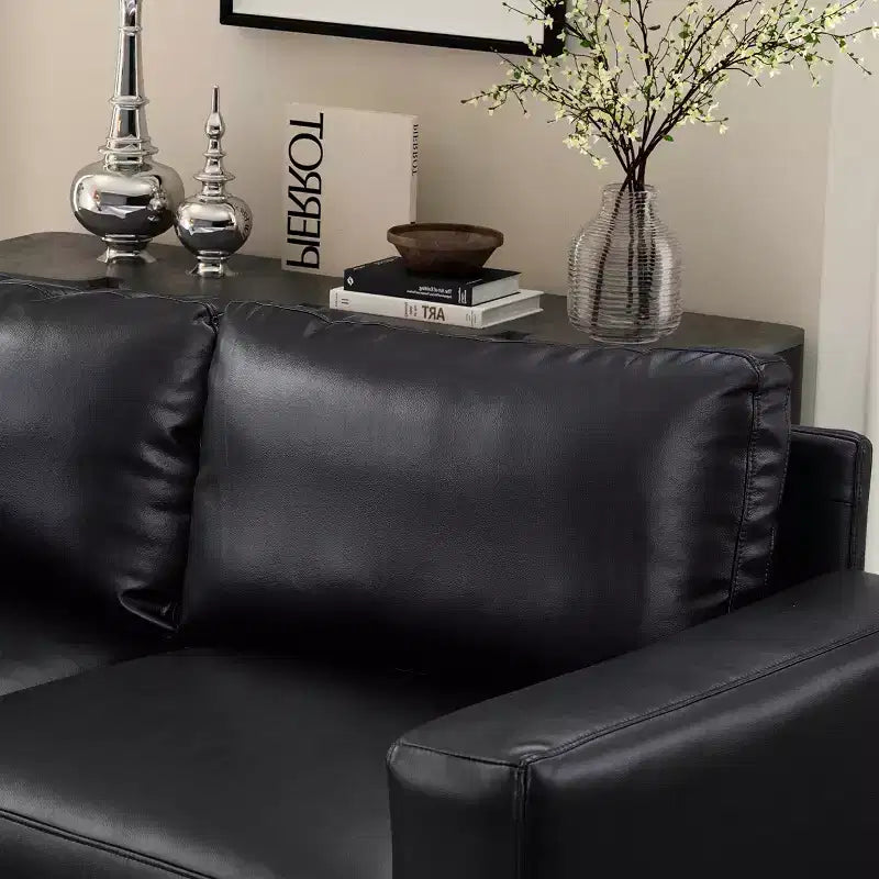 Divano componibile a 3 posti GDFStudio Arvin 112 in finta pelle con pouf