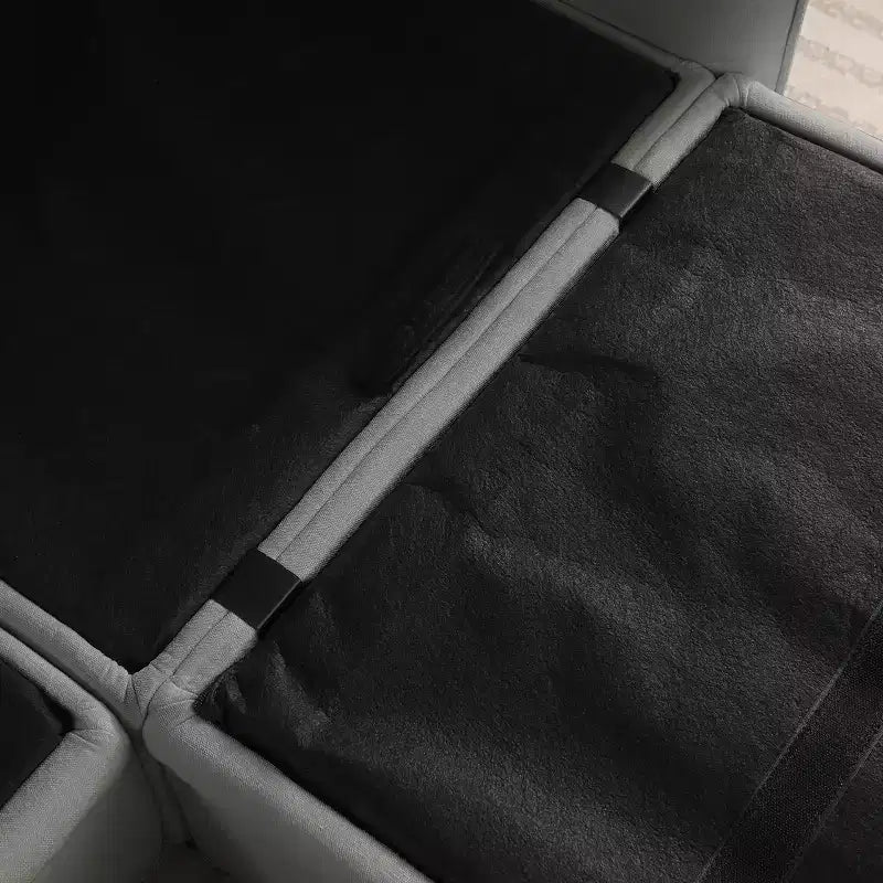 Divano Sezionale a L Contemporaneo GDFStudio Lancelot 85 pollici Rivestito in Ciniglia con Pouf Contenitore