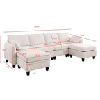 Divano componibile a forma di U GDFStudio Lancelot, 109 pollici, contemporaneo, 6 posti, rivestito in ciniglia, con pouf contenitore