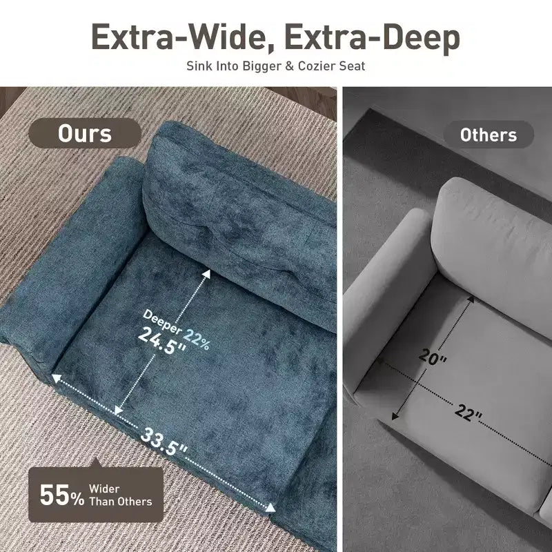 Captiva Designs Divano da interno imbottito con pouf, struttura in legno massello, seduta a molle insacchettate e cuscini decorativi