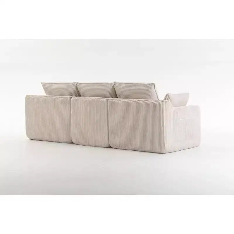 Divano angolare a L, divano in velluto a coste con pouf mobile, divano modulare ad angolo compresso per soggiorno - ModernLuxe